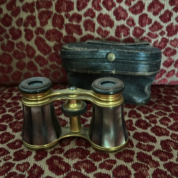 Vintage LEMAIRE FABT PARIS Mother of Pearl French Binoculars w/ Bee Stamped Case - Picture 1 of 15